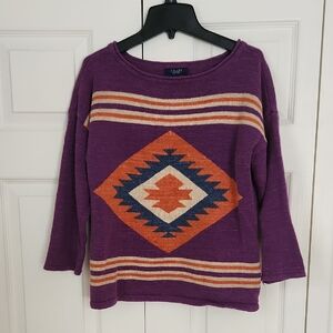 Chaps Aztec Plum Knit Sweater